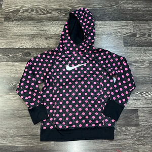 Nike girls black and pink polka-dot hooded sweatshirt size xl